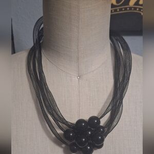 Falsi Gioielli Firenze Chic Black Bead Mesh Necklace
